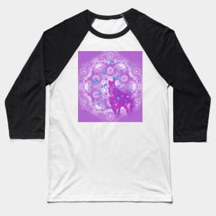 Pink unicorn and blue butterflies Baseball T-Shirt